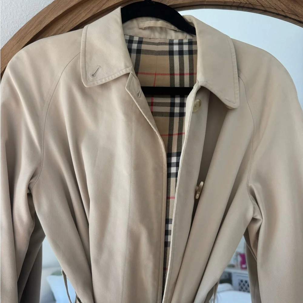 Vintage Burberrys London Trench Coat Nova Check Lined Beige Belted Classic - Picture 3 of 14